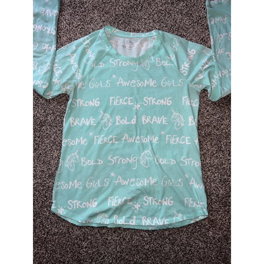 Justice Girls Teal Long‎ sleeve tee size 18/20